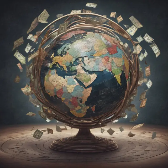 A globe surrounded by swirling currencies depicting the relationship between base and quote currencies