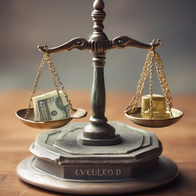 Two balancing scales showing Euros as base and US Dollars as quote currency during a forex trade.