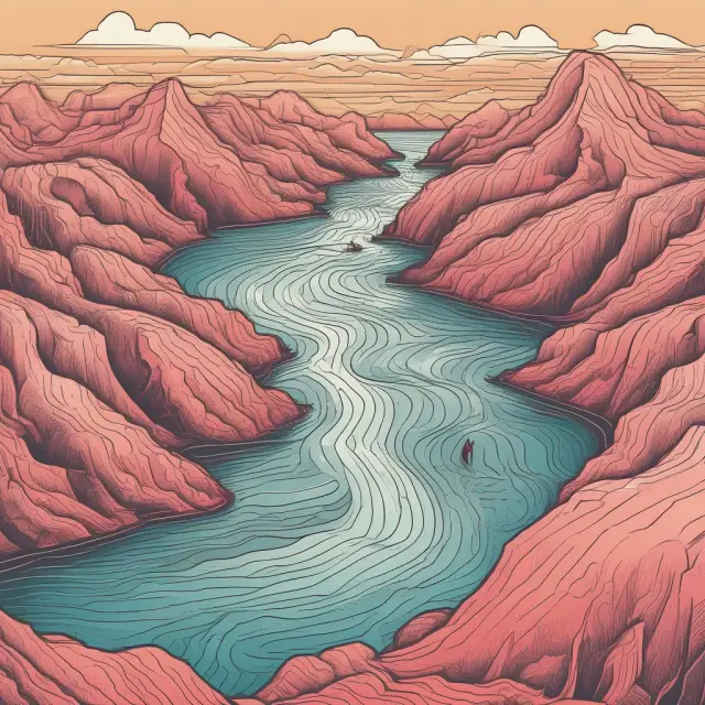 An institutional investor navigating a river formed by bid and ask prices, illustrating the significance of liquidity for informed investment decisions