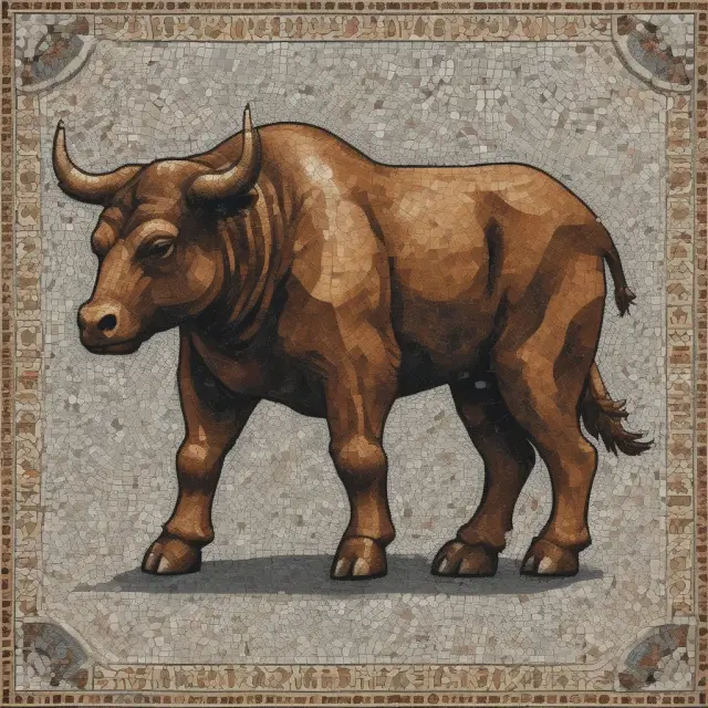 A mosaic depicting a bull and bear, with R-squared tiles determining their closeness to an index