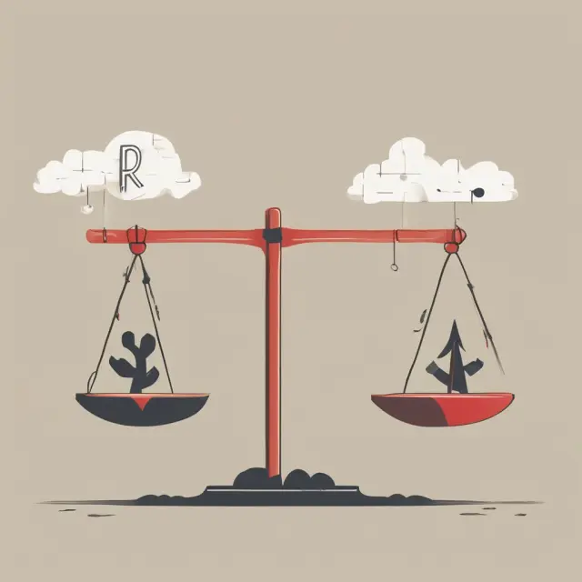 Visualization of a balanced seesaw representing the relationship between R-squared and beta in assessing asset correlation and relative risk.