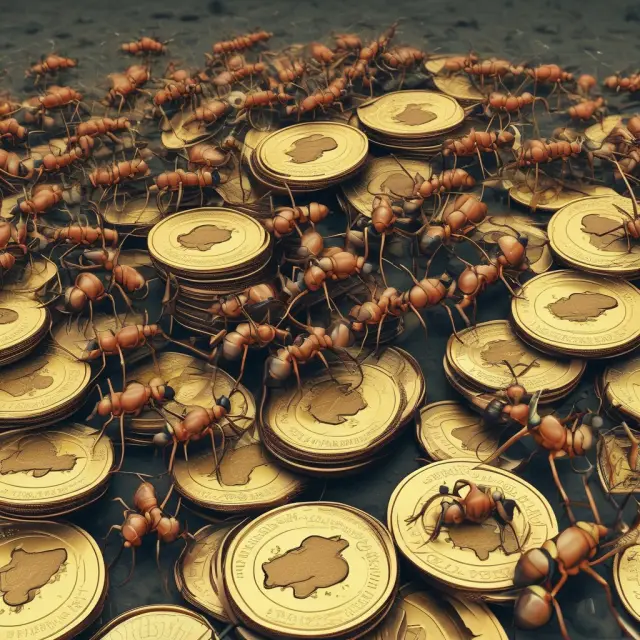 Workers carrying gold coins in a race to the bottom, symbolizing the global competition for labor costs