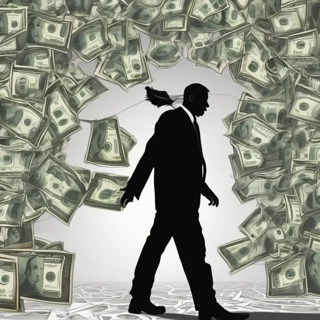 Two corporations entangled in a web, one engaging in predatory lending while the other commits fraud