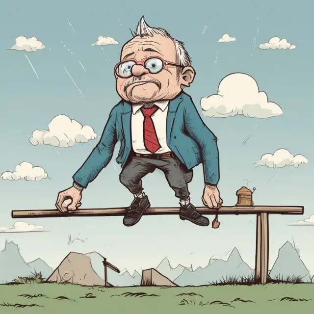 An investor weighing risk versus reward during a stock market rally by balancing tech stocks and bonds