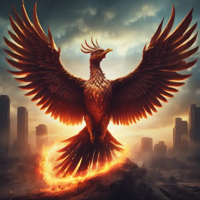 A phoenix symbolizes business growth through a ramp-up in production or sales