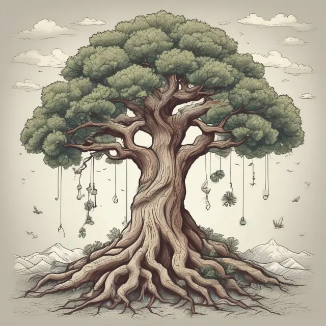 A small acorn growing into a large oak tree, representing the process of startups ramping up through securing funding, forming partnerships, and adopting technology