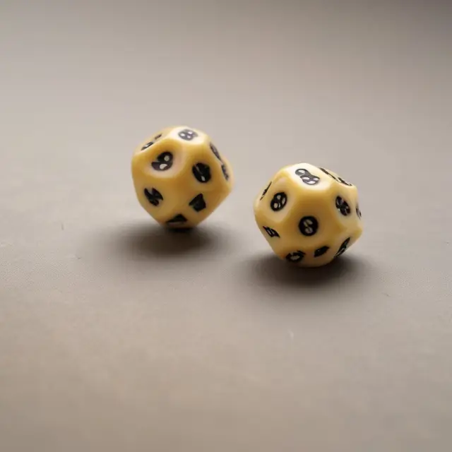 Comparison of algebraic and random variables through the analogy of dice rolls: one showing fixed values based on calculations, while the other representing uncertain outcomes with probabilities.