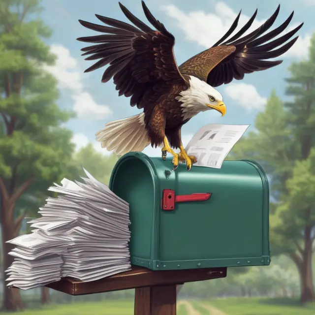 An image of an overflowing mailbox representing an IRS audit, with an eagle flying overhead symbolizing the issuance of the Revenue Agent’s Report (RAR).