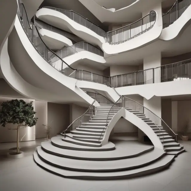 A spiraling staircase representing the ratchet effect on consumer behavior with labels for expectations and psychological factors