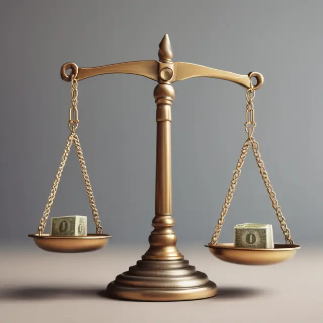 Scale with mortgage on one side and closing costs on the other, signifying the decision-making process behind rate-and-term refinancing.