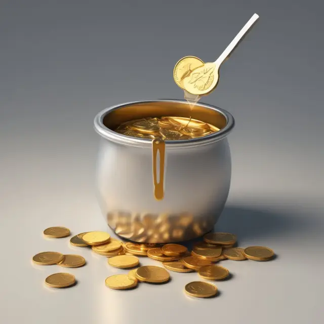 Golden coin melting in a pot, illustrating the concept of real rate of return adjusting for inflation.