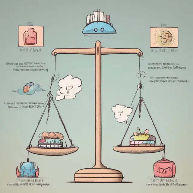 An image of a balance scale with emotions represented as waves and cognitive biases shown as gears, influencing the outcome of rational decisions
