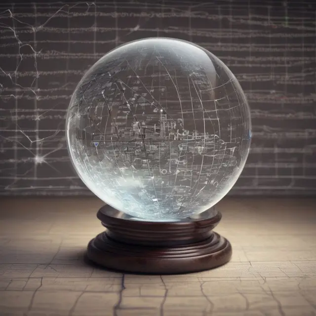 Crystal ball showing economic data streams depicting Rational Expectations Theory