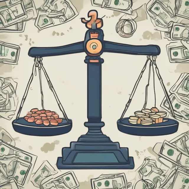 Scale balancing raw materials inventory against cash or accounts payable, symbolizing efficient inventory management