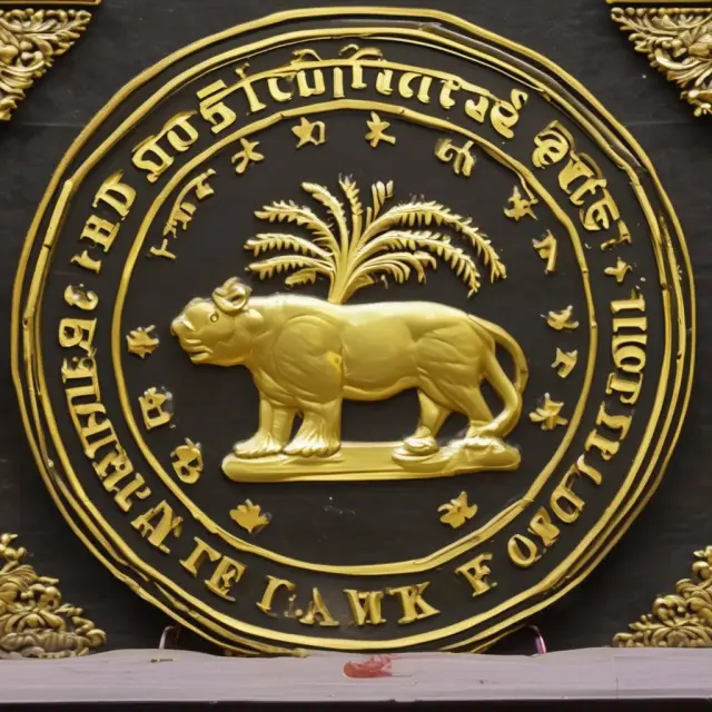 RBI Governor meticulously creating a tapestry symbolizing India