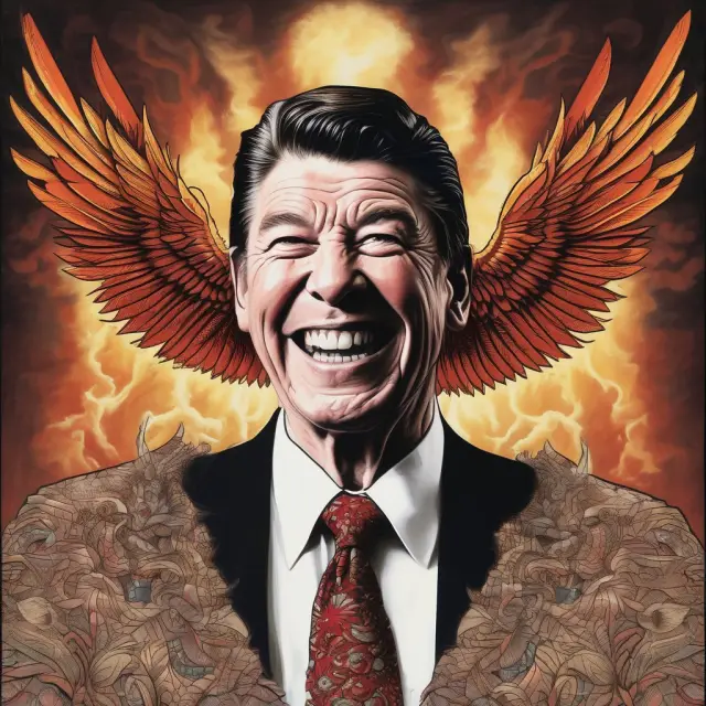 Image of Ronald Reagan symbolizing the resurrection of the economy through Reaganomics policies.