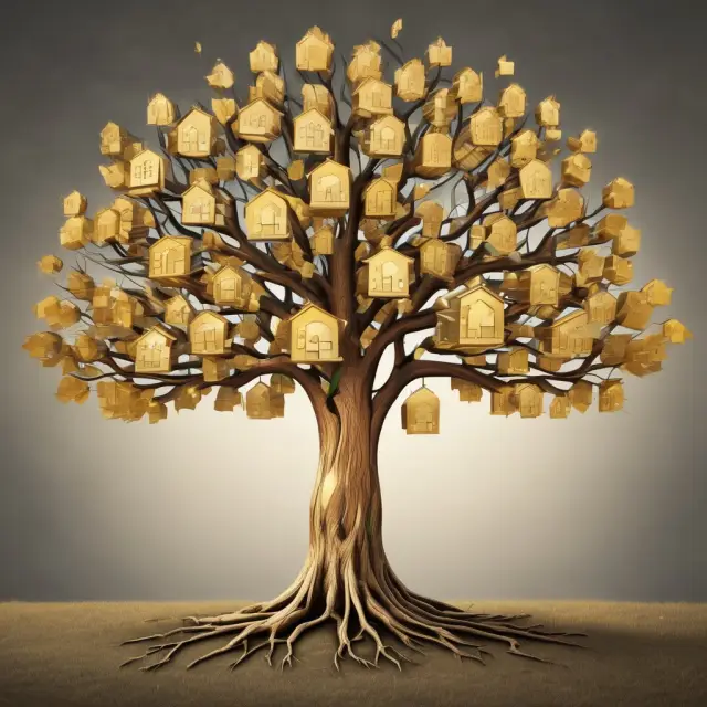 An image of a grand tree adorned with golden mortgage-backed securities in its branches, representing REMIC investments