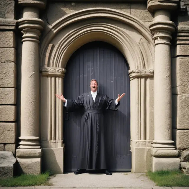 A medieval castle guarded by a gatekeeper reviewing short sale documents, symbolizing the lender approval process.