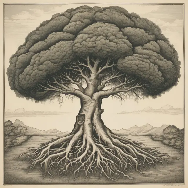 Visualization of land and roots intertwined, representing ownership, rights, and interests in real property.