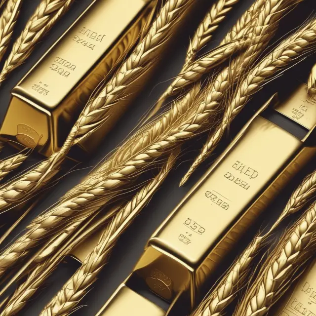 Gold bullion and wheat stalks illustrating the benefits of real assets as an effective hedge against inflation and portfolio diversifier