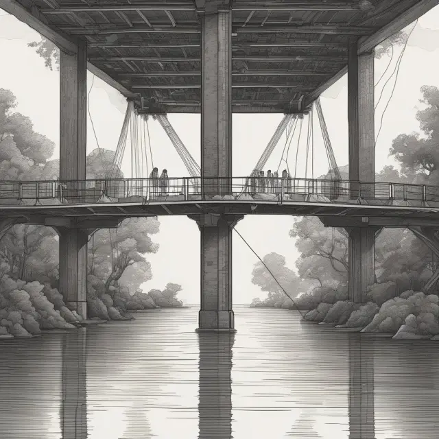 An image of a sturdy bridge connecting two distinct realms - one side symbolizes Real Assets with tangible elements, while the other embodies Financial Assets as contractual agreements.