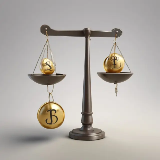 Image of two scales: one for nominal economic growth with currency symbols, the other for real economic growth with inflation (representation of a scale) in between, highlighting their difference