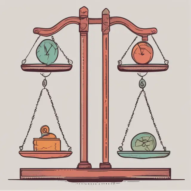 Two balances, one for percentage change method and the other for deflator method, measuring real economic growth rates. Scales symbolize accurate assessment.
