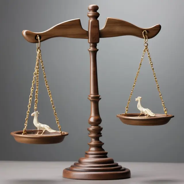 An investor weighing the advantages and disadvantages of real estate investment on a balance, representing institutional decision making.
