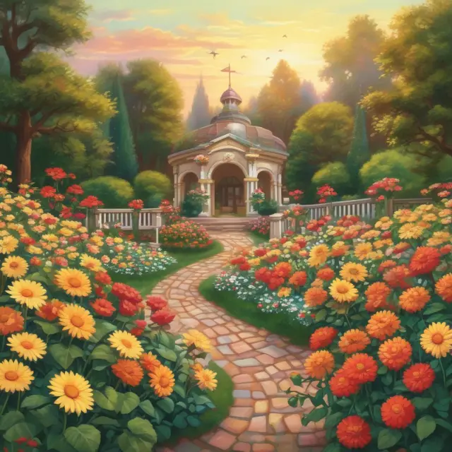 Garden filled with roses (commissions), sunflowers (flat fees), and daisies (fee-for-service) reflecting various real estate agent compensation methods.