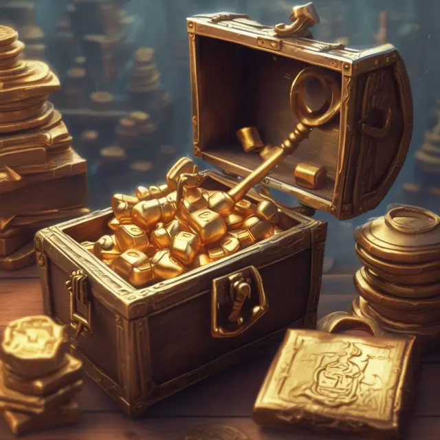 Image: A golden key opening a chest filled with REO property certificates and dollar bills