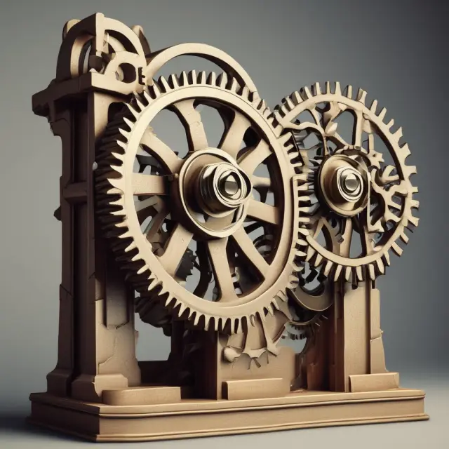 Image of gears turning within an economy machine, symbolizing the calculation and significance of real GDP