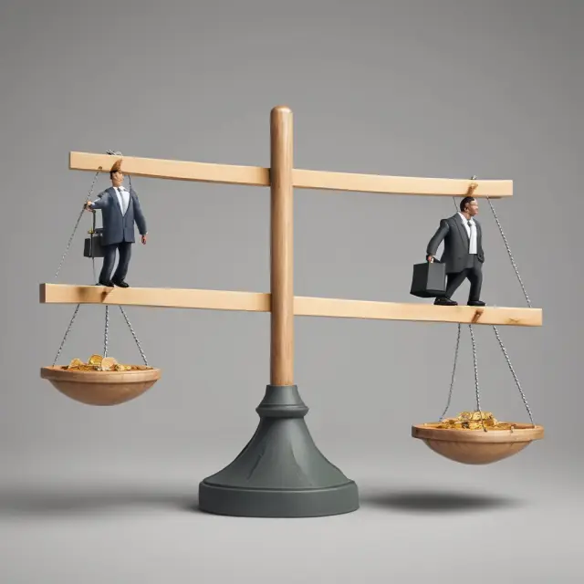 An image of two scales representing real and nominal GDP balanced precariously on a seesaw to illustrate their interrelatedness in macroeconomic analysis