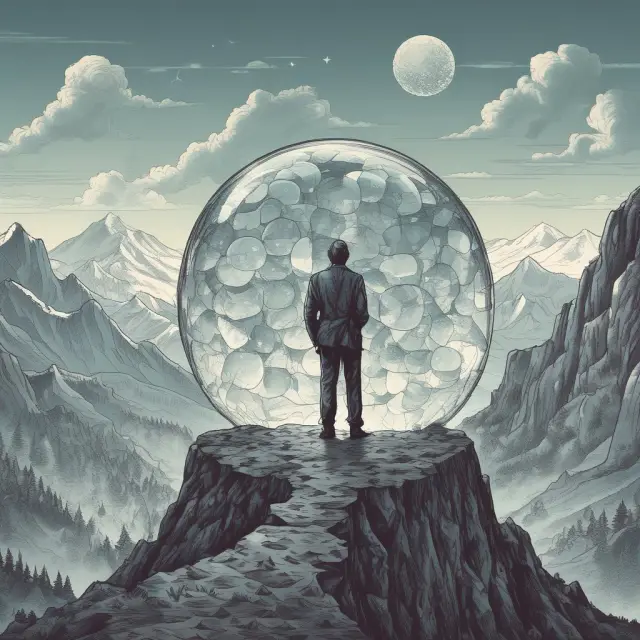 Investor evaluating long-term private equity investments using the realization multiple and crystal ball for future prospects