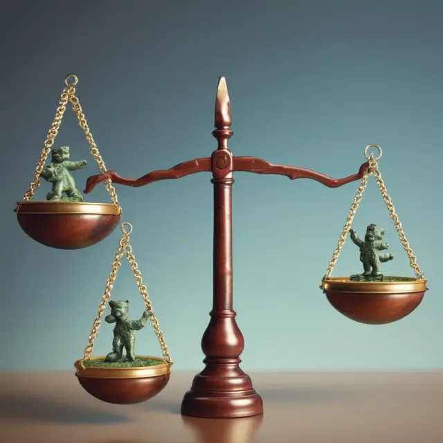 A balanced scale with the weight of realization multiples representing past private equity returns, present performance indicators, and future considerations.