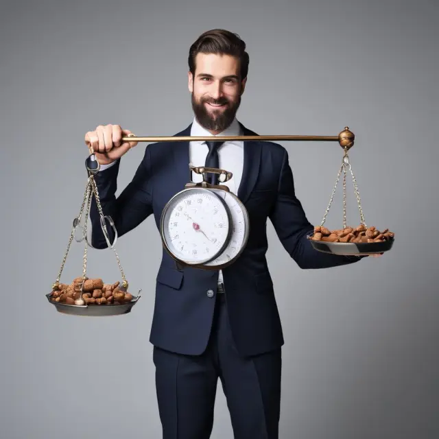 A businessman weighing losses and gains on a balance to optimize tax liabilities