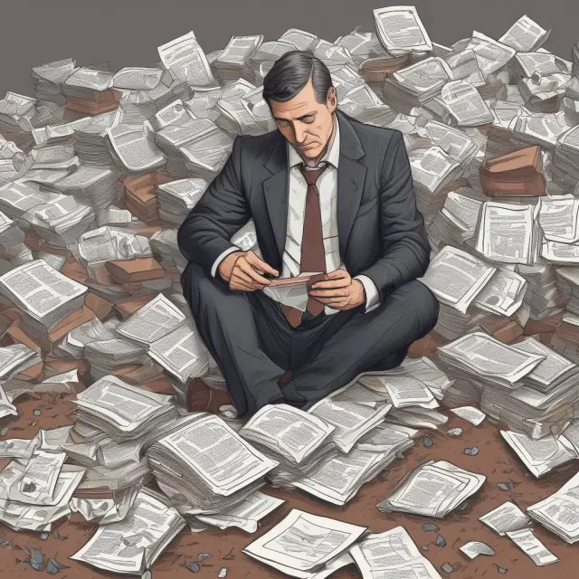 An investor shedding a tear as they sell stocks at a loss, surrounded by piles of tax papers and seeds representing harvested financial losses