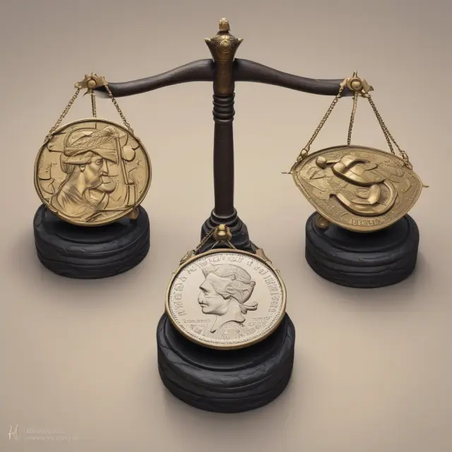 Comparison of realized gains (gold coins) and unrealized gains (paper money) on two scales.