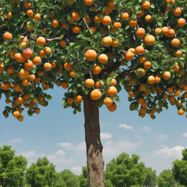 An image of a fruit tree with unrealized gains represented as ripe fruits on the branches, emphasizing the concept of potential profits.
