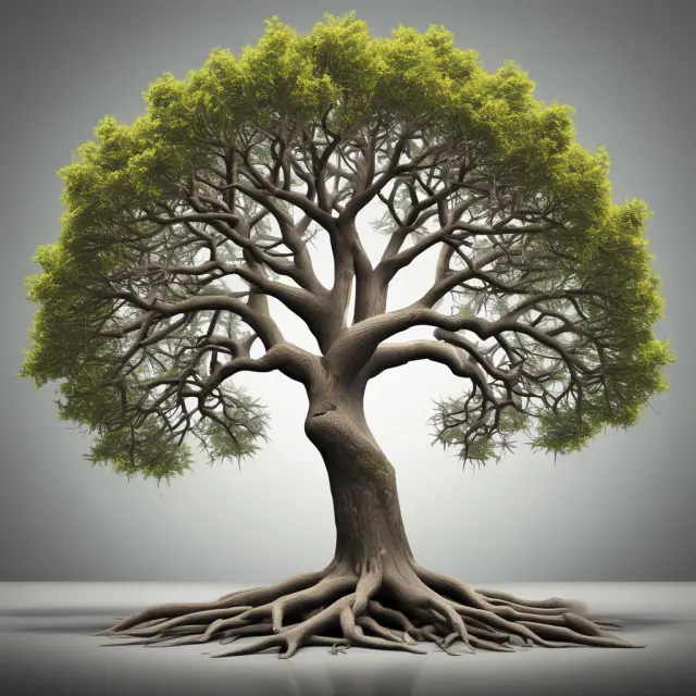 Flexible tree symbolizing real options, with branches for expanding projects, deferring decisions, and abandoning initiatives