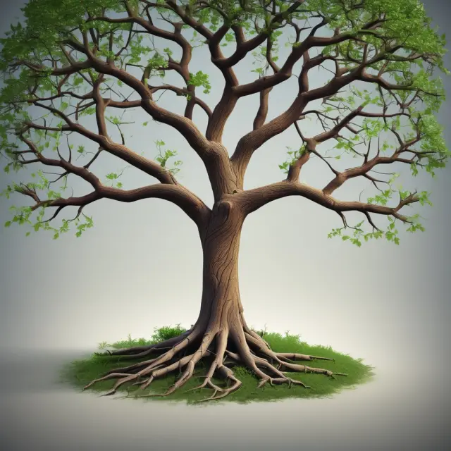 Corporate strategy tree bending with real options analysis branches, symbolizing business growth and adaptability in a volatile market