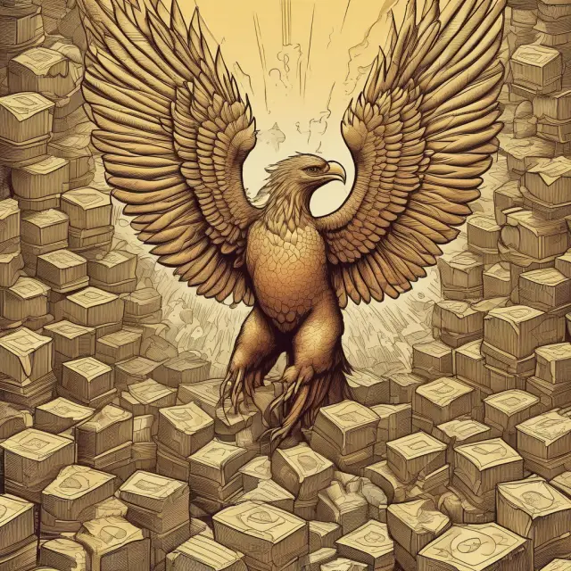Phoenix emerging from inflation-protected gold and bonds, representing effective investing strategies using real rate of return