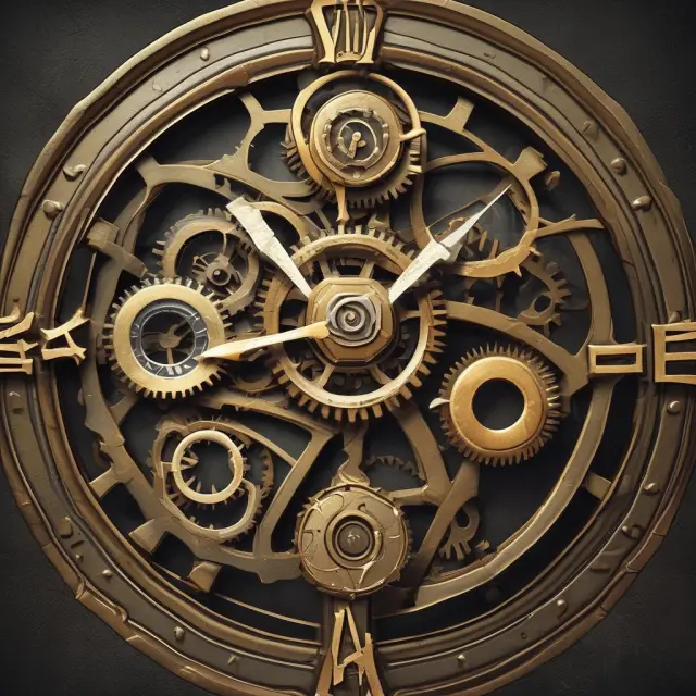 A vintage clock face with gears representing time, risk tolerance, and personal goals intertwined, illustrating the importance of determining the ideal rebalancing frequency for retirement accounts.