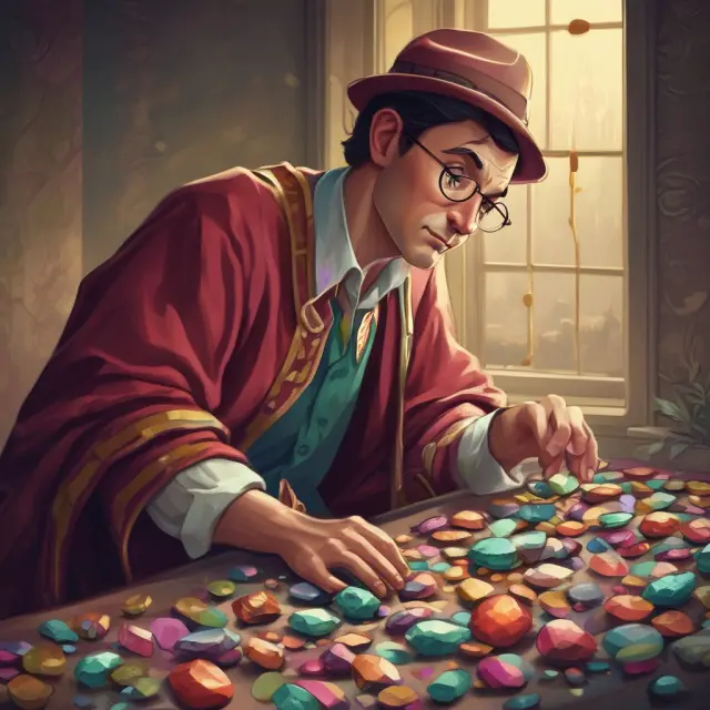 Short seller collecting valuable gems representing interest and dividends from borrowed stocks