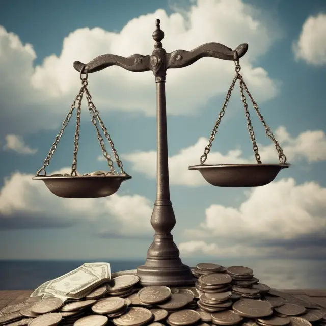 Image depicts a balanced scale with 
