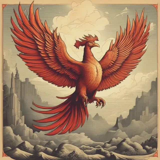 A phoenix emerging from a pile of financial documents, symbolizing the transformative power of recapitalization.