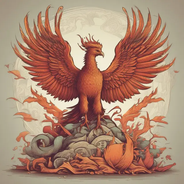 A mythical phoenix emerging from a pile of tax reform documents and debt securities, representing the transformative power of recapitalization