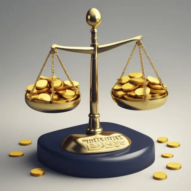 Golden scales tipping with coins symbolizing business gross receipts, illustrating revenue growth