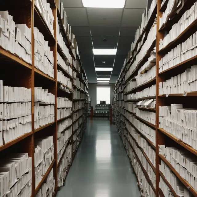 An image of an orderly library filled with shelves displaying neatly labeled receipt folders for different years, demonstrating proper tax record keeping according to IRS guidelines