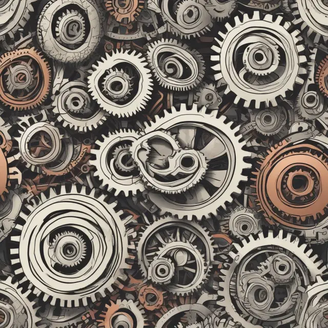 A complex gear system illustrating various factors - company policies, customer creditworthiness, seasonal business factors, and industry dynamics - that affect the Accounts Receivable Turnover Ratio