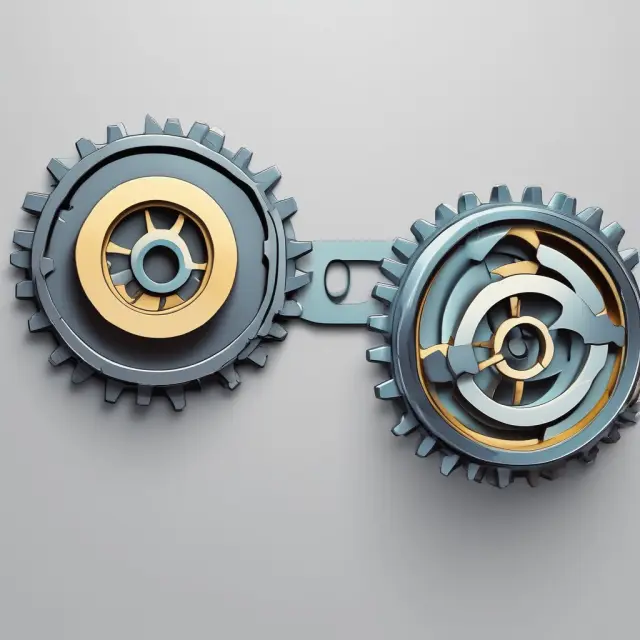Visualization of two gears representing Accounts Receivable Turnover Ratio and Asset Turnover Ratio working together to illustrate a company